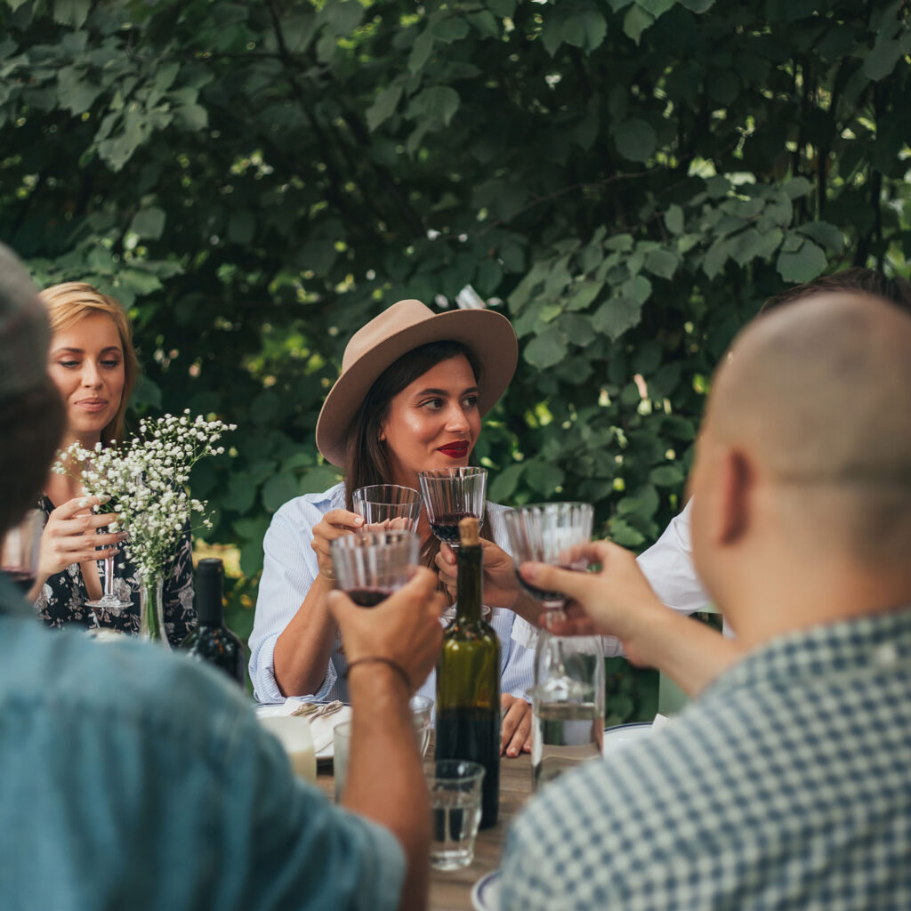 community gathering for dinner outside